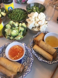 Thaie loempia's en ingrediënten van de workshop